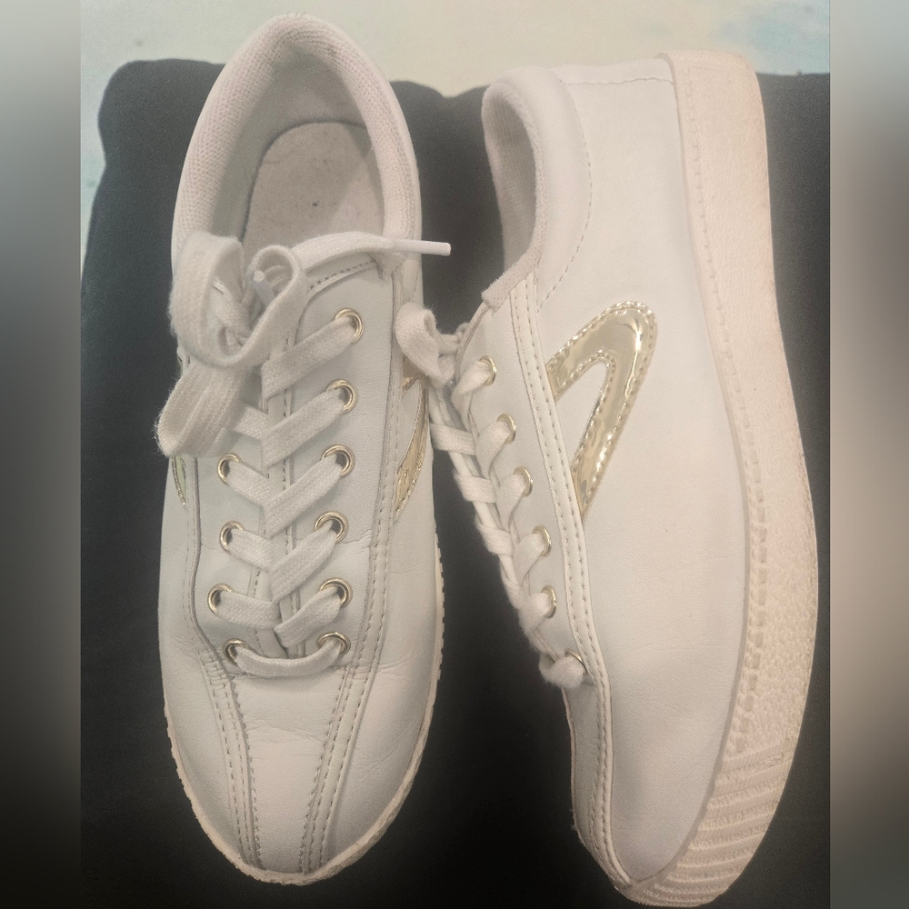 Tretorn White and Gold Sneakers for Women